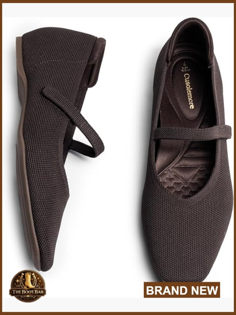 Women's Square Toe Mary Jane Flats with Arch Support and Hidden Wedge Heel